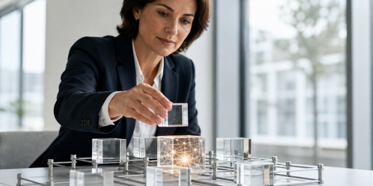 AI Transformation Is a Problem of Governance in a modern business strategy meeting with leaders reviewing data and risk controls