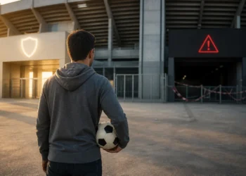 Total Sportek safety check showing a sports fan reviewing online streaming risks on a secure browser