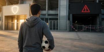 Total Sportek safety check showing a sports fan reviewing online streaming risks on a secure browser